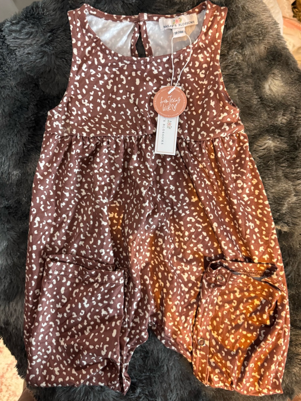 Baby & Blossoms Girls' Rust Brown Printed Tunic Romper